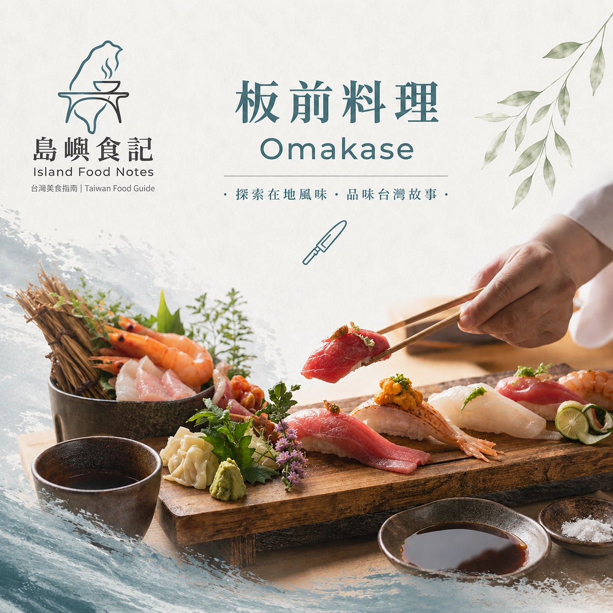 板前料理Omakase,島嶼餐桌,呈現精緻黑鮪魚握壽司、海膽壽司與頂級日式無菜單料理。